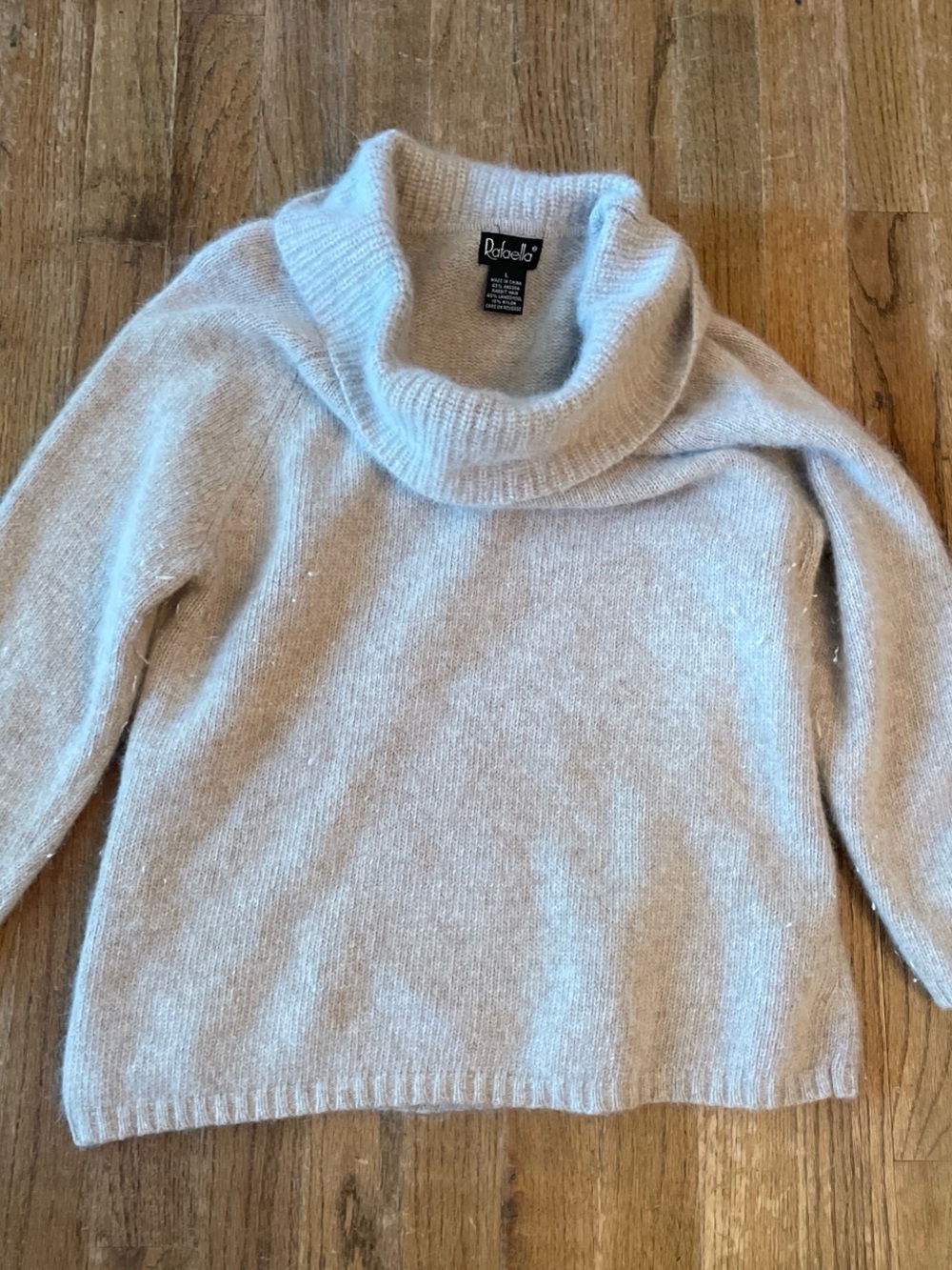 Rafaella Cream Cowl Neck Angora blend Sweater size large - Soft Knit